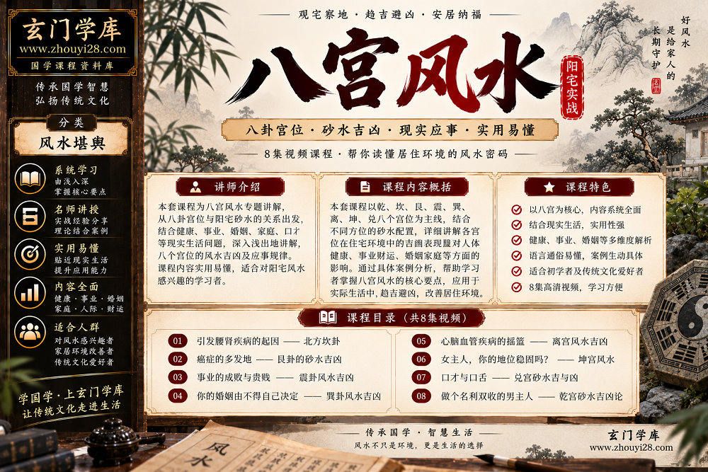 图片[1]-《八宫风水》系统课程｜坎艮震巽·离坤兑乾·砂水吉凶·阳宅实断 8集视频-玄门学库