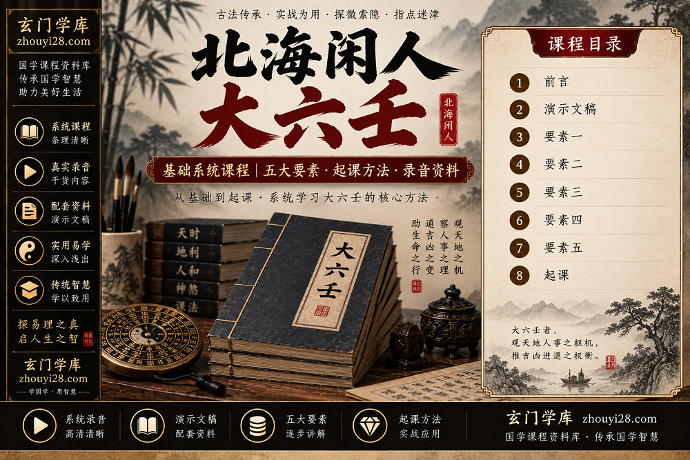 图片[1]-北海闲人大六壬基础系统课程｜五大要素·起课方法·录音资料-玄门学库