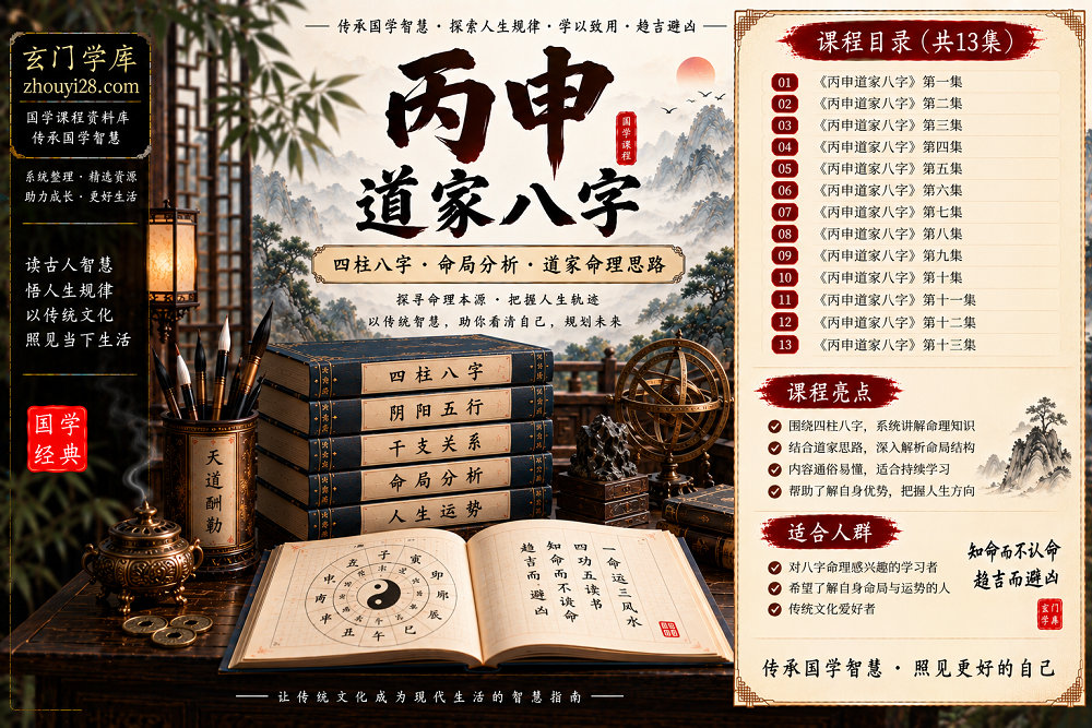图片[1]-《丙申道家八字》命理课程｜四柱八字·命局分析·道家命理思路 13集录音-玄门学库