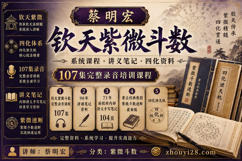 蔡明宏钦天紫微斗数课程资料|107集录音+讲义笔记+四化资料-玄门学库