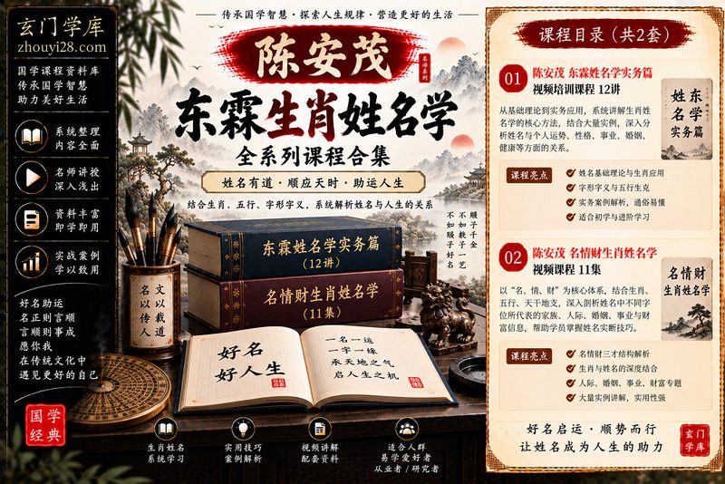陈安茂东霖生肖姓名学全系列合集|实务篇12讲·名情财姓名学11集·配套应用体系-玄门学库