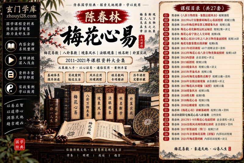 陈春林梅花心易课程资料大全集｜八卦万物类象·境象风水·法眼观象·姓名断·卦筮实战-玄门学库