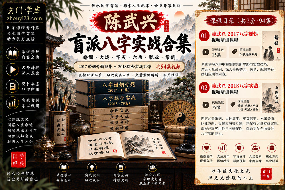 图片[1]-陈武兴盲派八字实战合集｜婚姻·大运·牢灾·六亲·职业·案例 94集视频-玄门学库