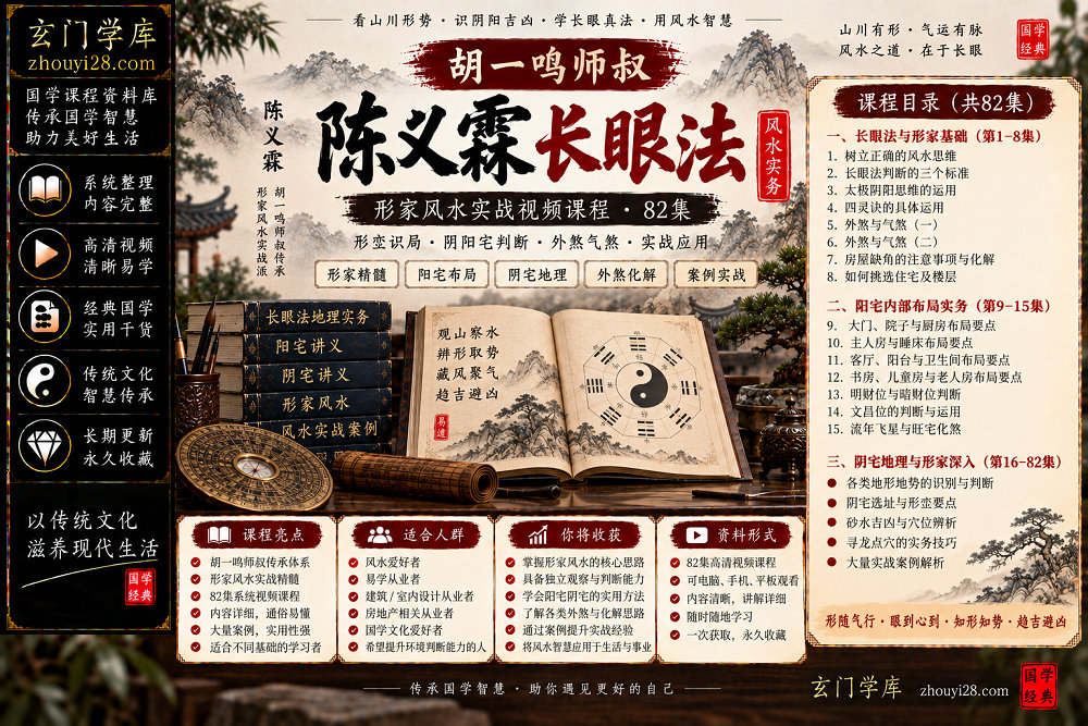 图片[1]-陈义霖《形家长眼法·地理实务》系统课程｜形峦识局·阴阳宅判断·外煞气煞·风水实战 82集视频-玄门学库