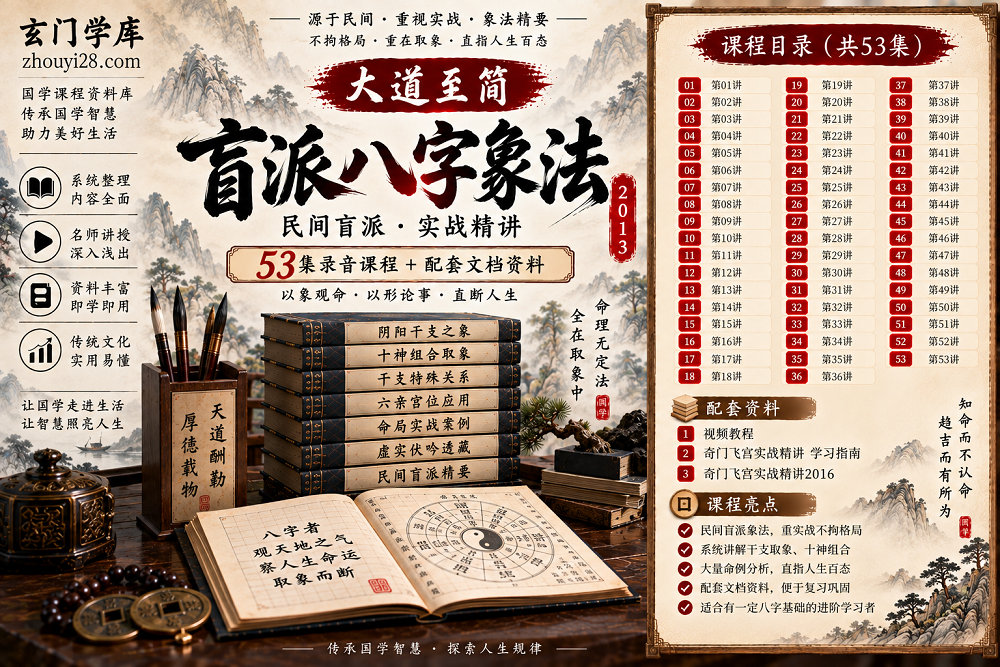 图片[1]-大道至简《盲派民间八字象法》课程｜干支取象·阴阳组合·十神象法·命局实断 53集音频+文档-玄门学库