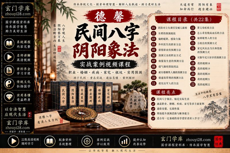 德馨民间八字·阴阳象法实战课程|职业·婚姻·疾病·家宅案例研习-玄门学库