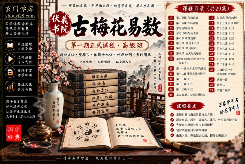 伏羲书院《古梅花易数》第一期高级班｜起卦方法·观梅占·体用十八诀·外应卦例·天时测病-玄门学库