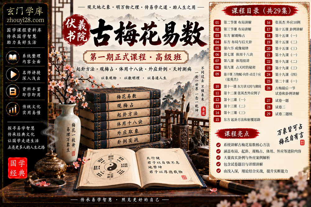 图片[1]-伏羲书院《古梅花易数》第一期高级班｜起卦方法·观梅占·体用十八诀·外应卦例·天时测病-玄门学库