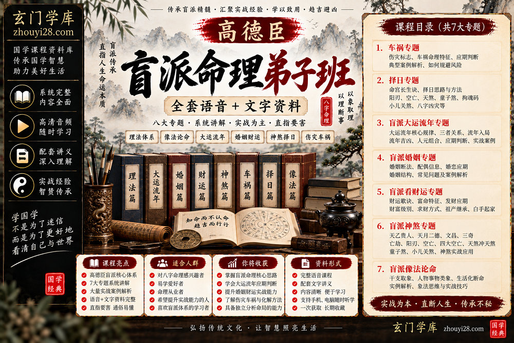 图片[1]-高德臣《盲派命理弟子班》系统课程｜理法象法·大运流年·婚姻财运·神煞择日·车祸专题 语音+文字资料-玄门学库