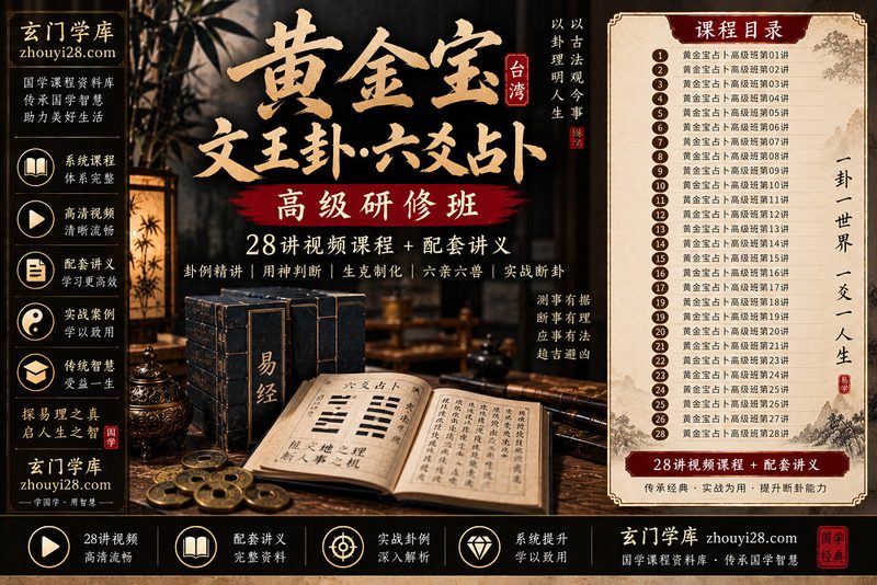 黄金宝文王卦·六爻占卜高级研修班|28讲视频+配套讲义-玄门学库