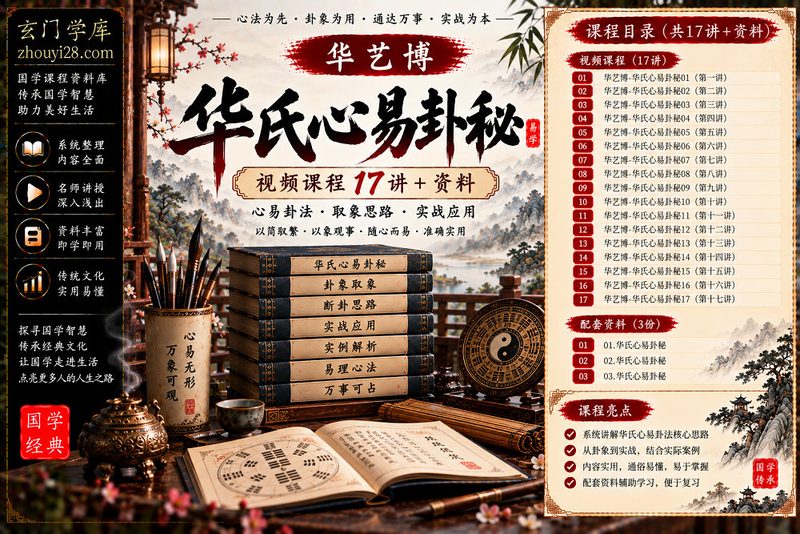 华艺博《华氏心易卦秘》全套视频课程｜心易卦法·取象思路·实战应用 17讲+资料-玄门学库