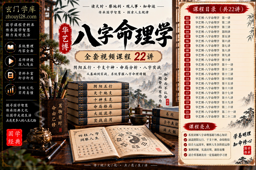 图片[1]-华艺博《八字命理学》全套视频课程｜阴阳五行·干支十神·命局分析·八字实战 22讲-玄门学库