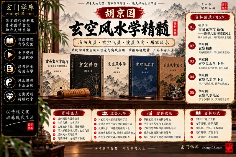 胡京国《玄空风水学精髓》资料合集|洛书九星·玄空飞星·挨星立向·居家风水 5本电子资料-玄门学库