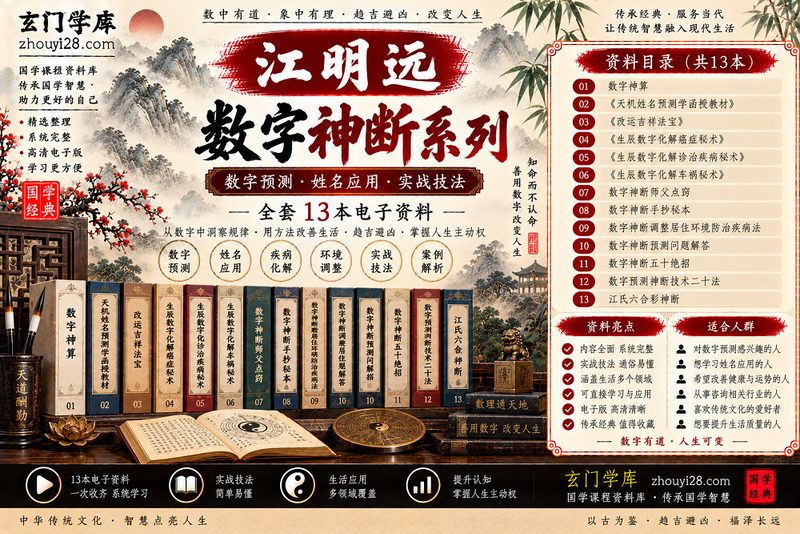 江明远数字神断系列|数字预测·姓名应用·实战技法 13本电子资料-玄门学库