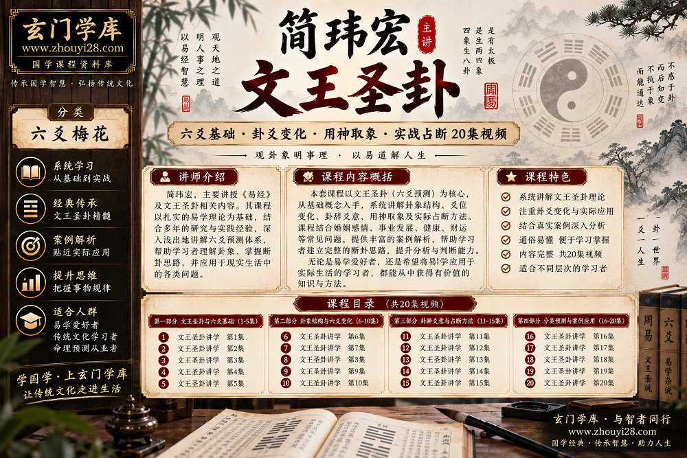 图片[1]-简玮宏《文王圣卦》系统课程｜六爻基础·卦爻变化·用神取象·实战占断 20集视频-玄门学库