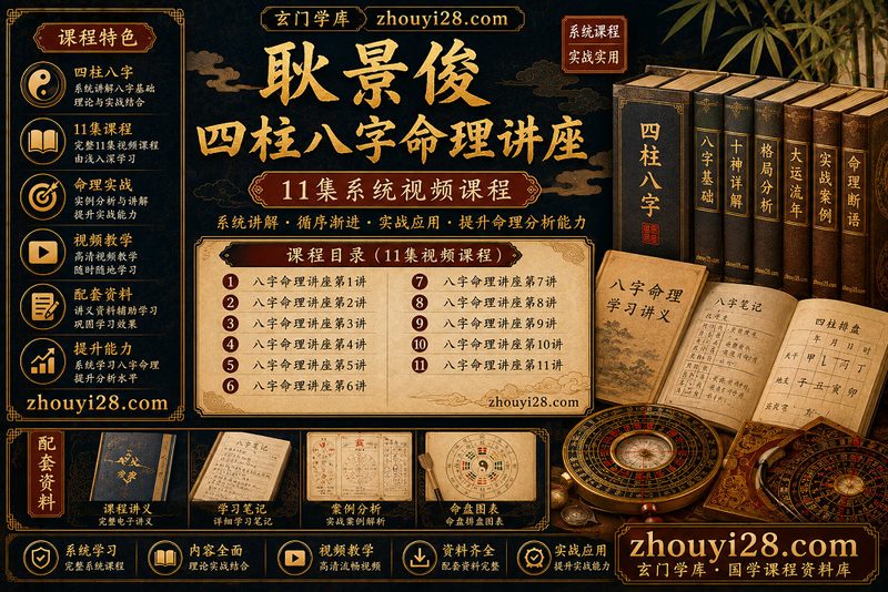 耿景俊四柱八字命理系统讲座｜11集视频课程-玄门学库