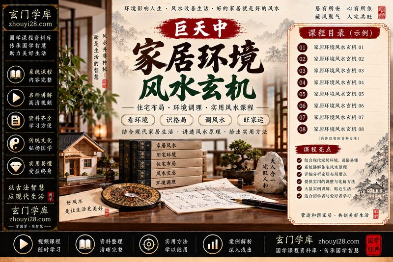 巨天中家居环境风水系统课程|住宅布局·环境调理·实用研习-玄门学库