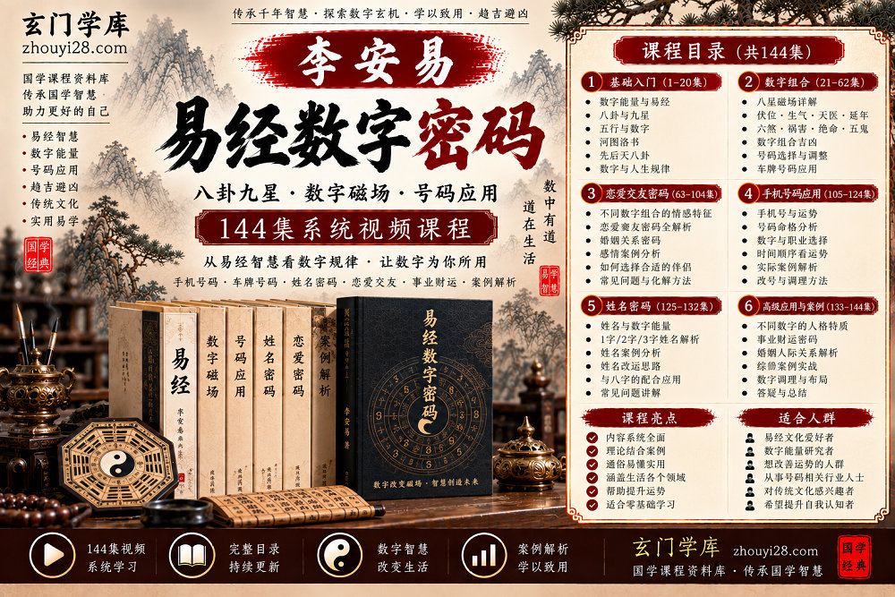 图片[1]-李安易易经数字密码系统课程｜八卦九星·数字磁场·号码应用 144集视频-玄门学库