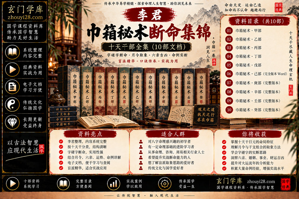 图片[1]-李君《巾箱秘术断命集锦》十天干部全集｜字碰字断命·月令取象·六亲吉凶·命例实断 10部文档-玄门学库