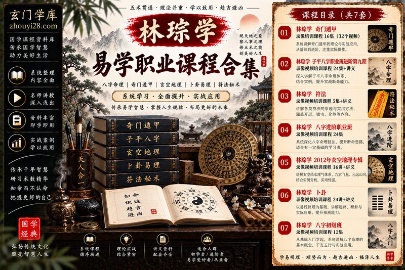 林琮学五术课程资料合集｜子平八字·奇门遁甲·玄空地理·卜卦·符法 7套课程-玄门学库