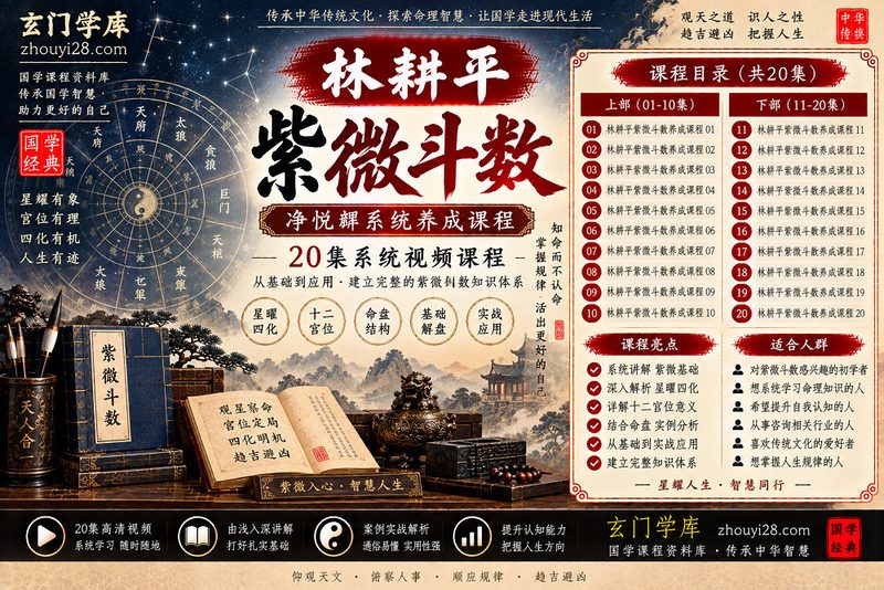林耕平净悦觇系统紫微斗数养成课程|星曜四化·十二宫位·命盘基础 20集视频-玄门学库