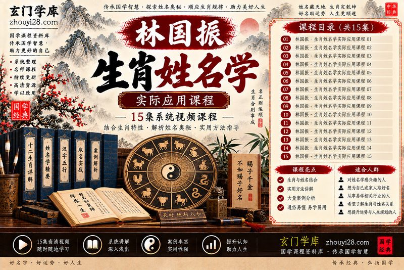 林国振生肖姓名学实际应用课程|生肖取名·姓名分析·实用研习 15集视频-玄门学库