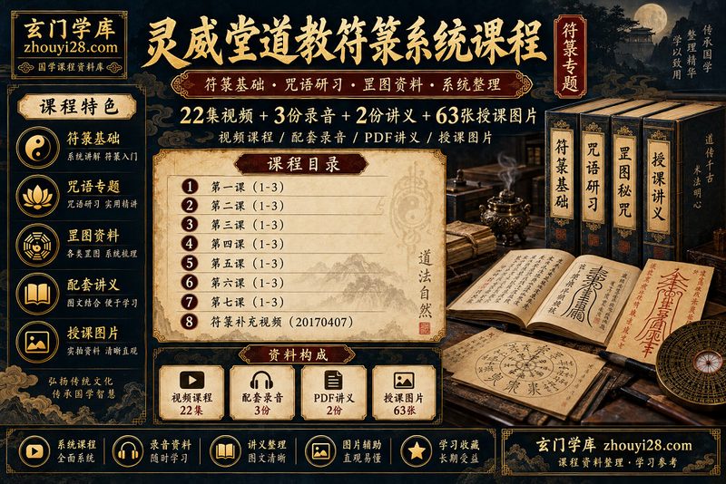 灵威堂道教符箓系统课程|符箓基础·咒语·罡图研习 22集视频+录音讲义资料-玄门学库