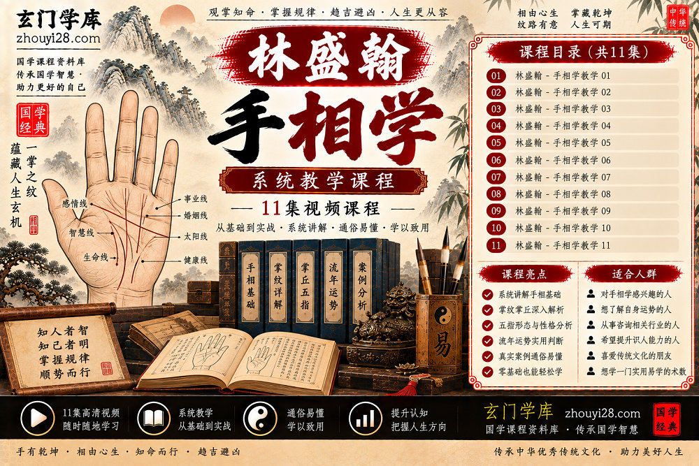 图片[1]-林盛翰手相学系统课程｜掌纹·掌丘·五指·流年实用解析 11集视频-玄门学库