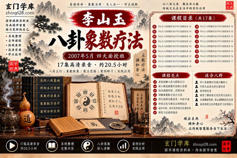 李山玉八卦象数疗法面授班｜八卦五行·象数配方·实践研习 17集录音-玄门学库