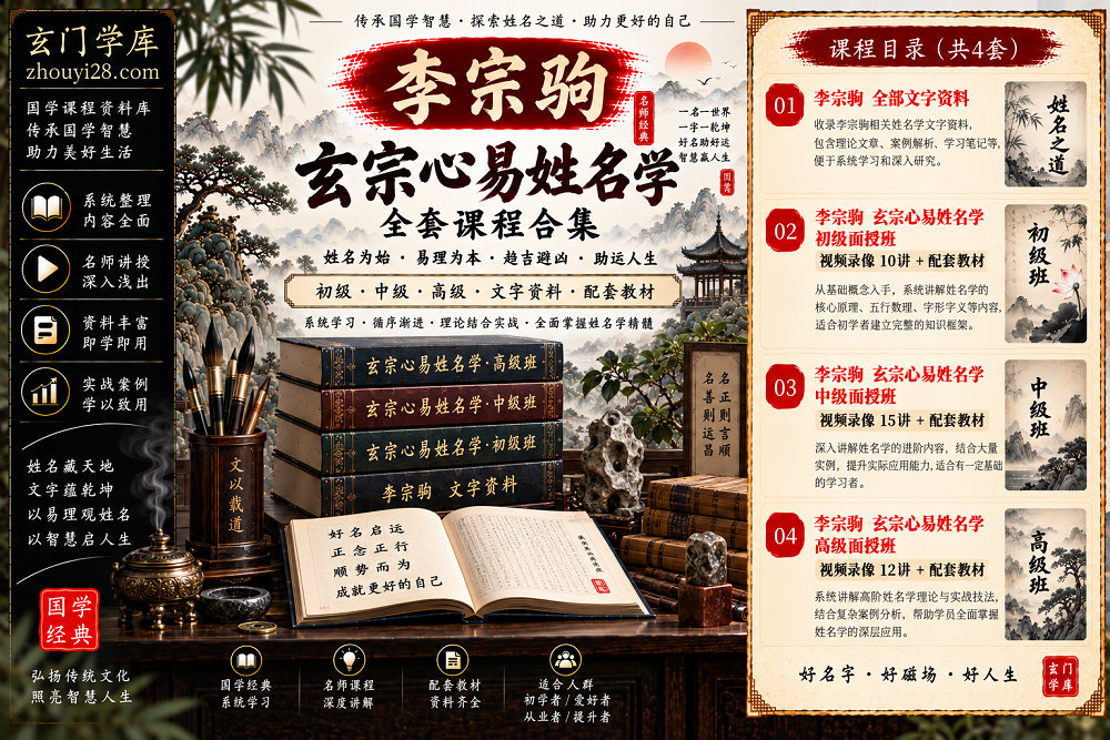 图片[1]-李宗驹《玄宗心易姓名学》全套课程合集｜初级10讲·中级15讲·高级12讲·配套教材·文字资料-玄门学库