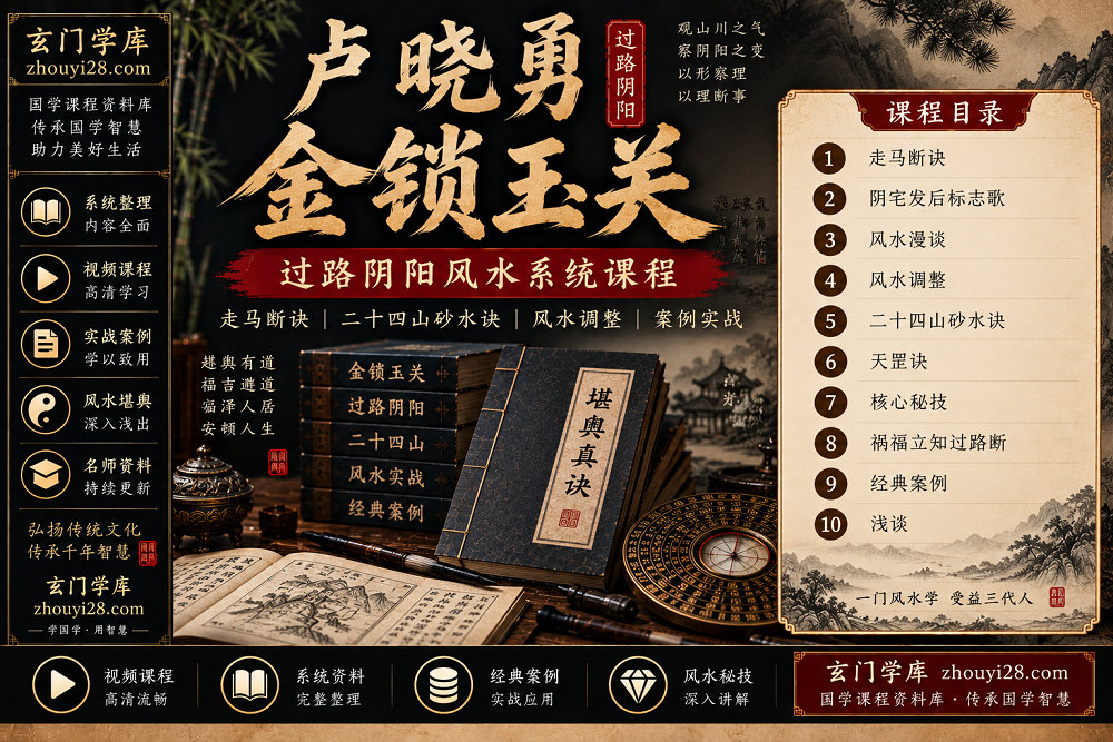 图片[1]-卢晓勇金锁玉关·过路阴阳风水系统课程｜走马断诀·二十四山·案例实战-玄门学库