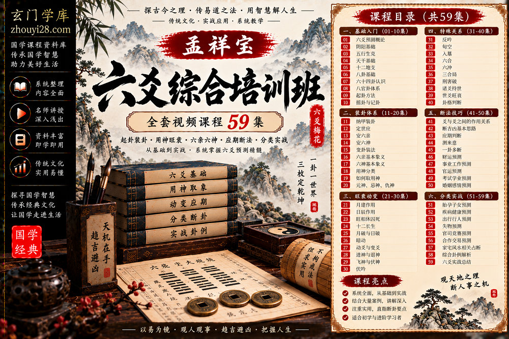 图片[1]-孟祥宝《六爻综合培训班》全套课程｜起卦装卦·用神旺衰·六亲六神·应期断法·分类实战 59集视频-玄门学库