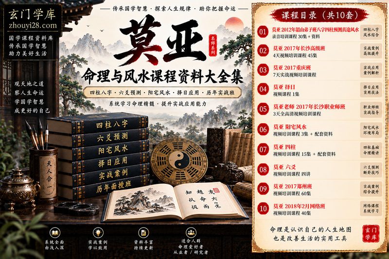 莫亚四柱六爻风水课程资料大全集|八字四柱·六爻预测·阳宅风水·择日·历年面授班-玄门学库