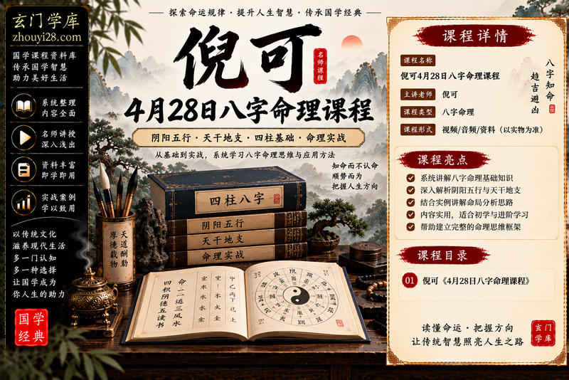 倪可八字命理课程|四柱基础·阴阳五行·天干地支·命理入门与实战-玄门学库