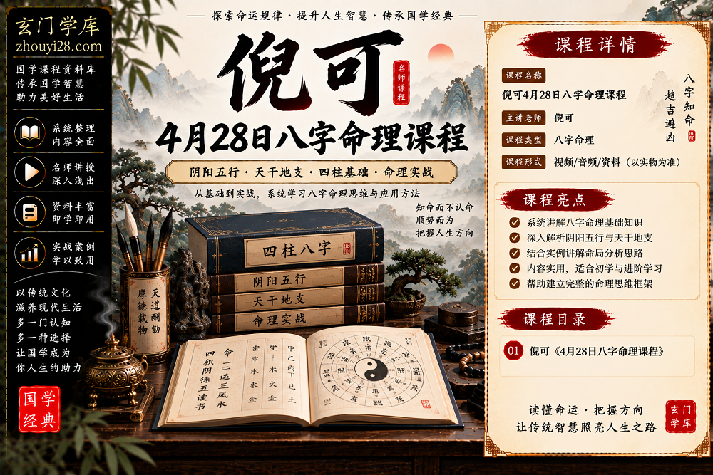 图片[1]-倪可八字命理课程｜四柱基础·阴阳五行·天干地支·命理入门与实战-玄门学库