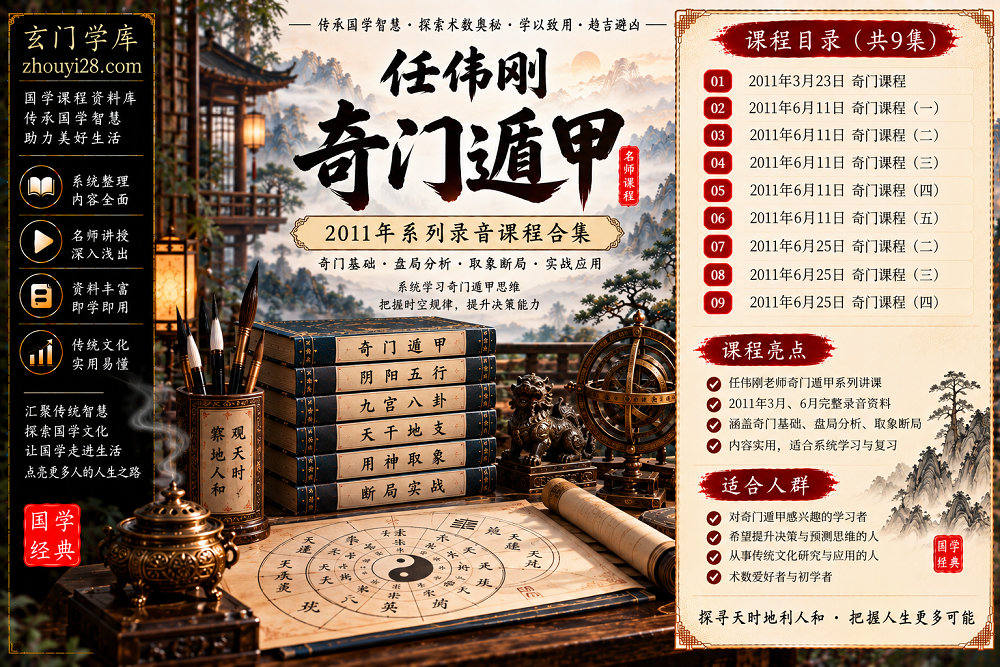 图片[1]-任伟刚《奇门遁甲》录音课程合集｜2011年3月·6月系列讲课·奇门基础与实战 9集-玄门学库