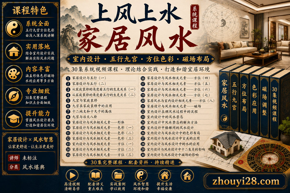 图片[1]-上风上水家居风水·室内设计课程｜五行·九宫·方位·色彩·磁场应用-玄门学库