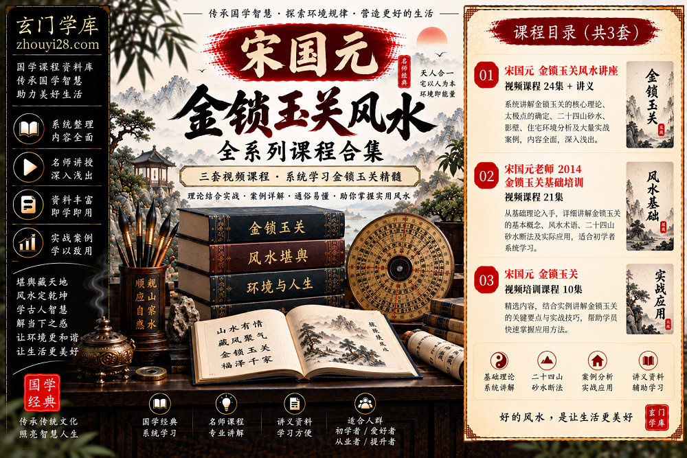 图片[1]-宋国元《金锁玉关》风水课程合集｜基础培训·二十四山砂水·案例分析·过路阴阳 3套视频+讲义-玄门学库