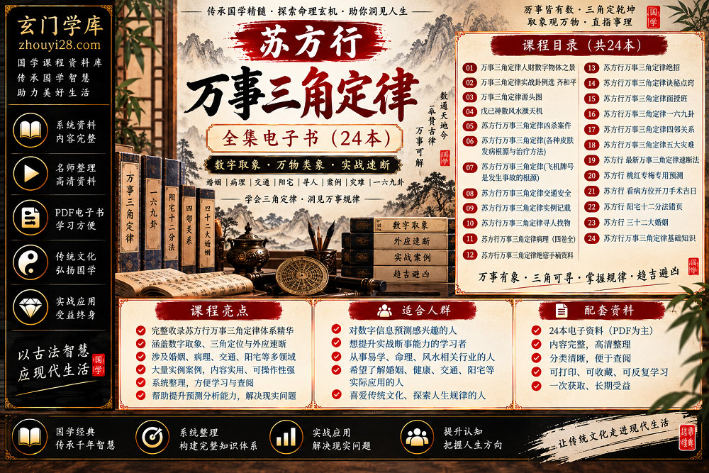 图片[1]-苏方行《万事三角定律全集》｜数字取象·一六九卦·婚姻病理·阳宅外应·速断实战 24本电子资料-玄门学库