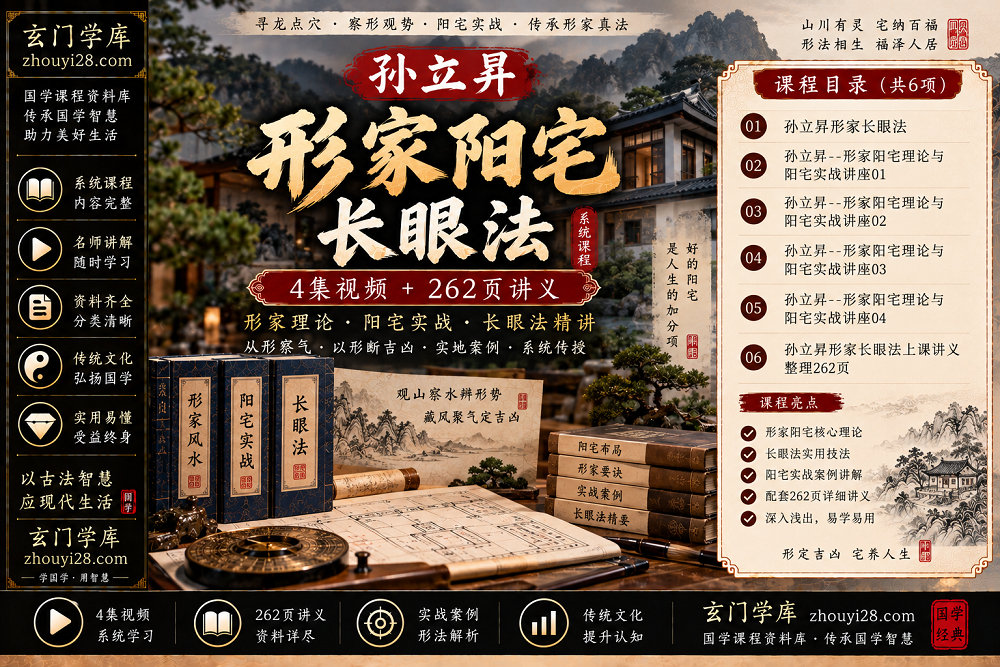 图片[1]-孫立昇形家阳宅·长眼法系统课程｜理论实战4集视频+262页讲义-玄门学库