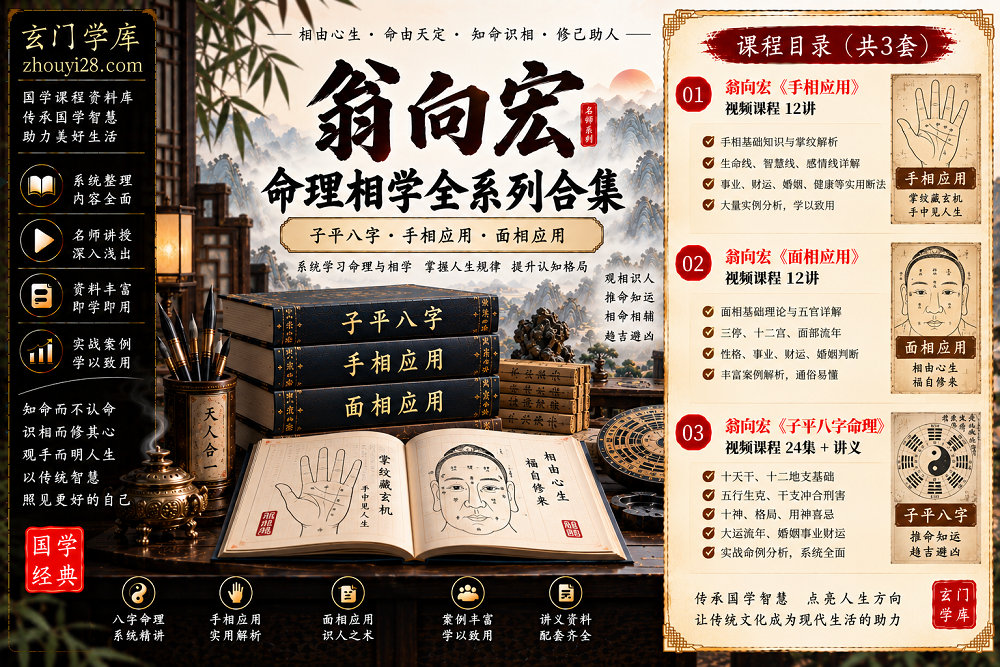 图片[1]-翁向宏八字手相面相课程合集｜子平八字24集·手相应用12讲·面相应用12讲+讲义-玄门学库
