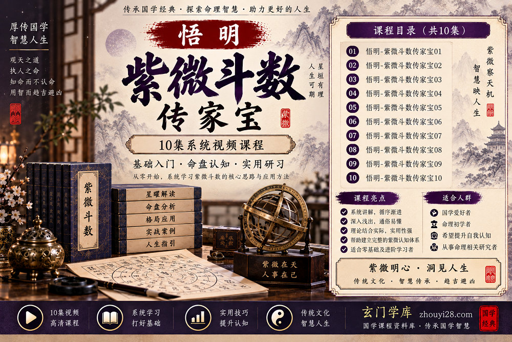 图片[1]-悟明紫微斗数传家宝｜基础入门·命盘认知·实用研习 10集视频-玄门学库