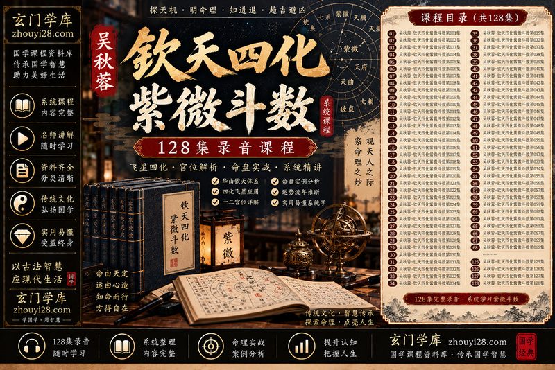 吴秋蓉钦天四化紫微斗数系统课程|飞星四化·命盘实战 128集录音-玄门学库