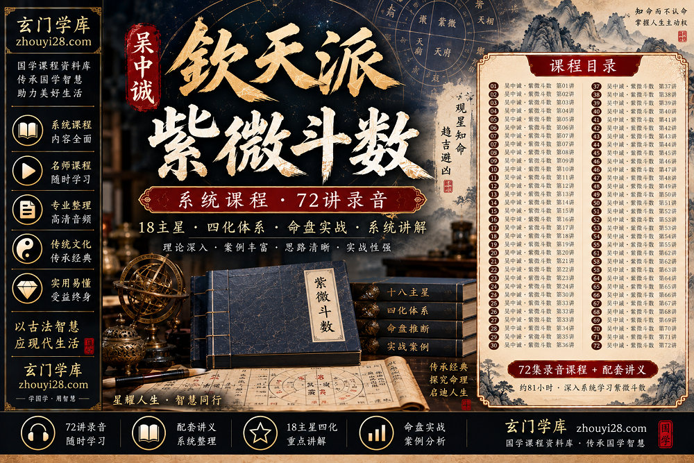 图片[1]-吳中誠欽天派紫微斗數系統課程｜18主星·四化·命盤實戰 72講錄音-玄门学库