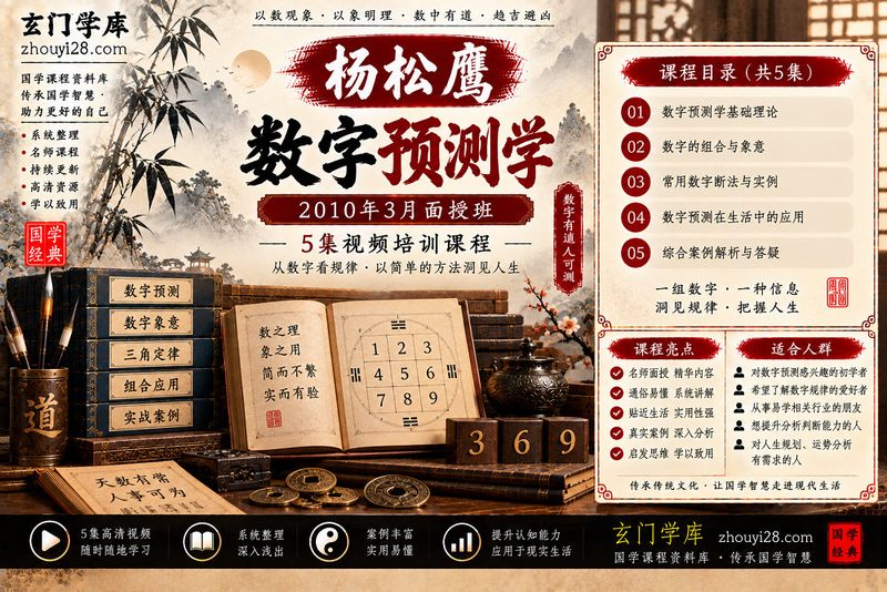 杨松鹰数字预测学面授班|数字象意·三角定律·实战应用 5集视频-玄门学库