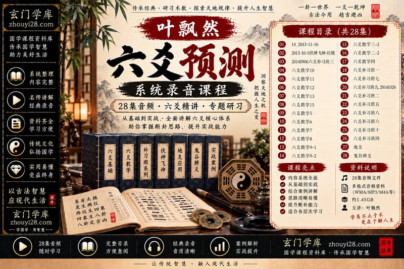 叶飘然六爻预测系统录音课程|六爻教学·补习班·伏神飞神 28集-玄门学库