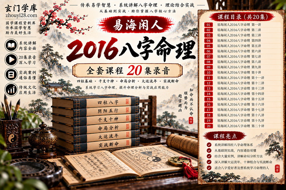 图片[1]-易海闲人2016八字命理课程｜命局分析·十神组合·大运流年·实战应用 20集录音-玄门学库