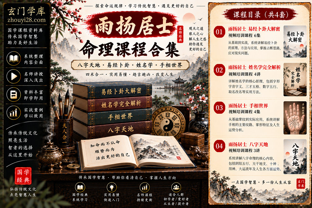 图片[1]-雨扬居士命理课程合集｜八字天地·易经卜卦·姓名学·手相世界 4套视频课程-玄门学库