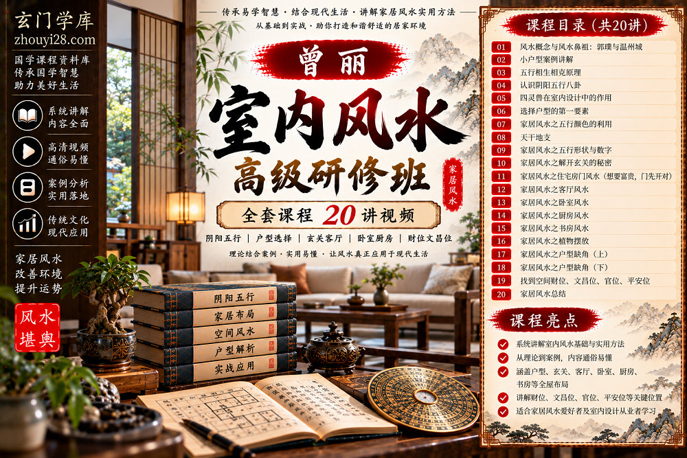 图片[1]-曾丽室内风水高级研修班｜五行八卦·户型布局·家居空间·财位文昌位实战 20讲-玄门学库