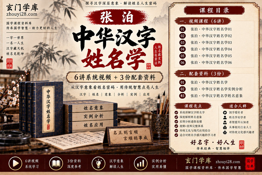 图片[1]-张泊中华汉字姓名学系统课程｜姓名意象·实例分析 6讲视频+资料-玄门学库